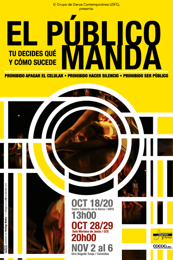 "El público manda", espectáculo de danza interactiva hecho en la USFQ en el Teatro Calderón de la Barca 18 y 20 de octubre 13h00