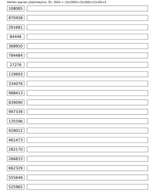 4. Sınıf,Matematik, Sayıları Çözümleme