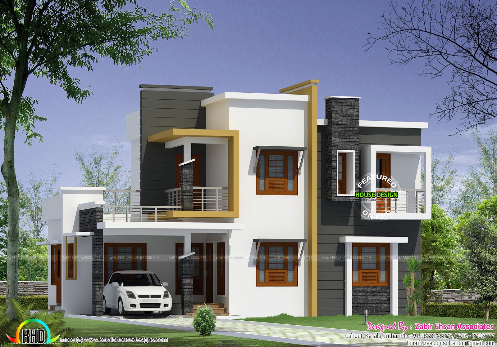  Box  type  modern house  plan  Kerala home  design and floor 