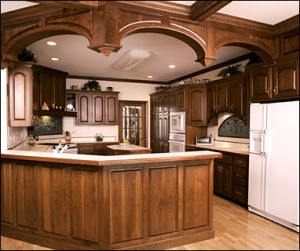 Dark Wood Cabinets Kitchen