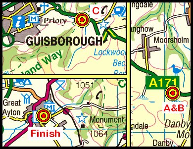 Map of the Gerrick to Great Ayton area