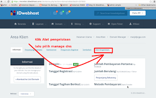 kelola DNS Idwebhost untuk blogspot