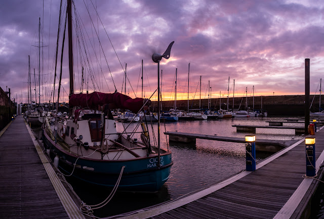 Photo of the marina at sunset