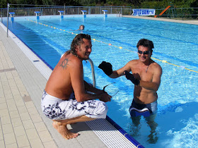 A municipal swimming pool.  Indre et Loire, France. Photographed by Susan Walter. Tour the Loire Valley with a classic car and a private guide.