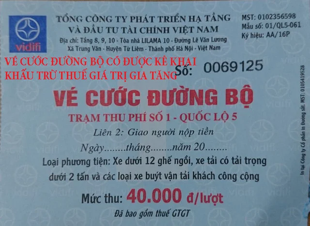 ve cuoc duong bo co duoc ke khai khau tru thue GTGT