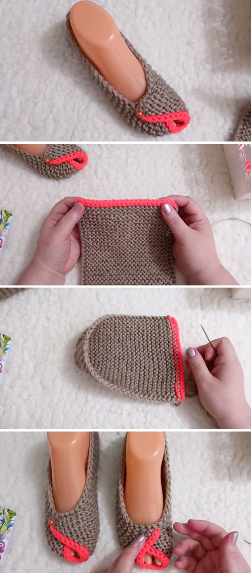 Knitted House Slippers - Easy Tutorial