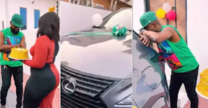 Mixed reactions as young lady surprises her boyfriend with brand new car for his birthday [video]