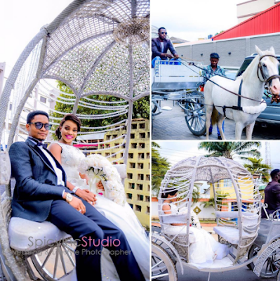 Photos: Couple make grand entrance to their wedding reception venue riding in a Horse carriage 