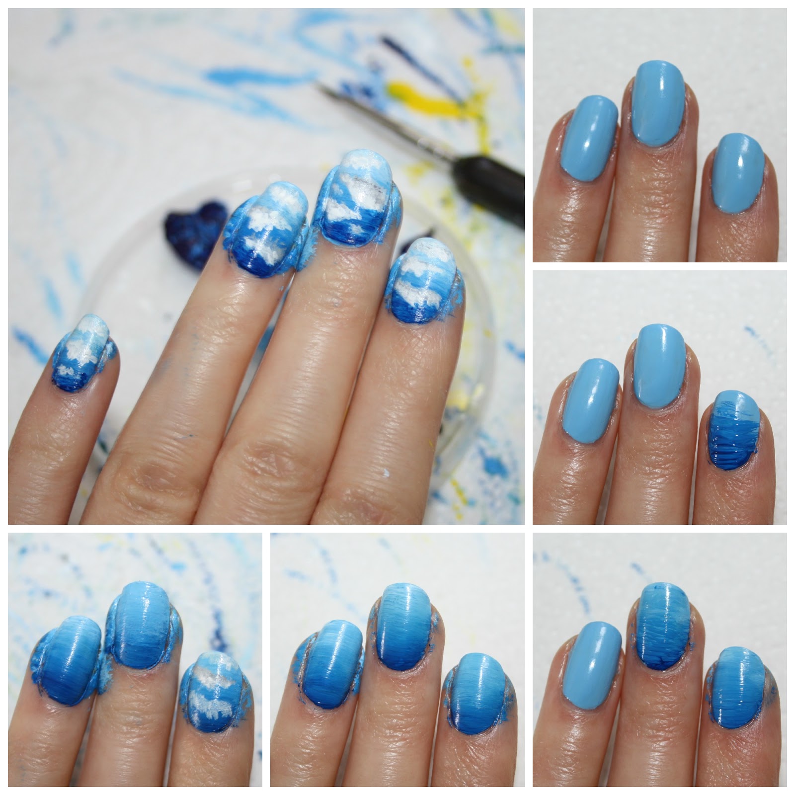 Sky Blue nail art 💖💅✨️ must try 🥰 #luvbynom #douyinnail #kukucantik... |  TikTok