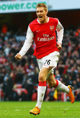 Nicklas Bendtner celebrates a goal