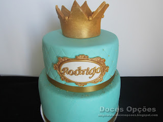 vintage gold blue birthday cake