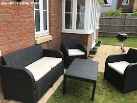 Summer garden furniture on patio