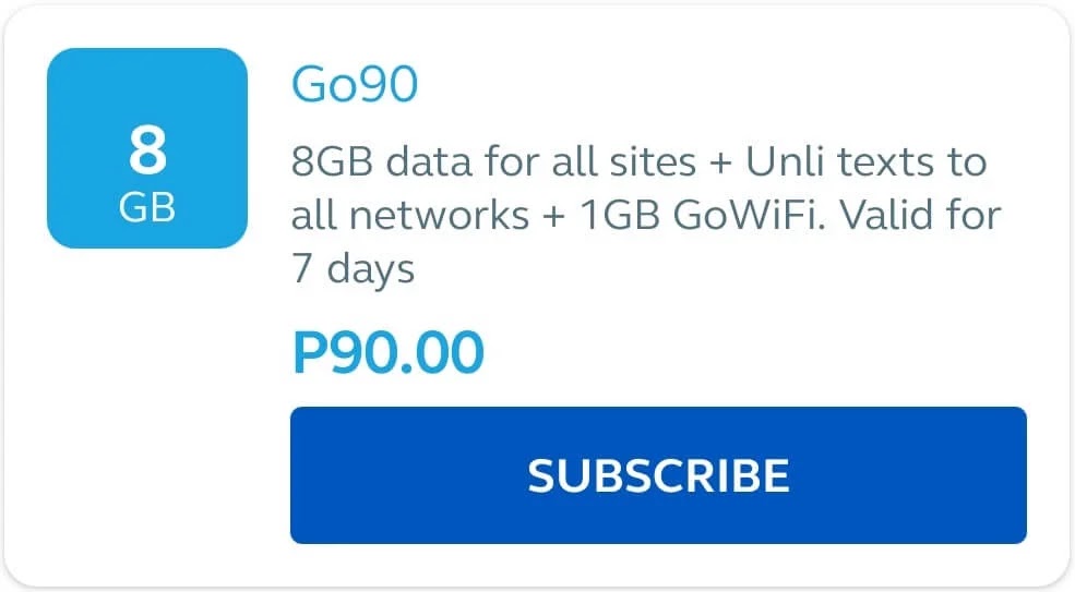 Globe Go90 With 8gb Data All Sites Gowifi Unlimited Texts For 7 Days For Only 90 Pesos Teknogadyet