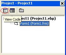 Click Viw Code Button on VB Project Explorer Window's Toolbar