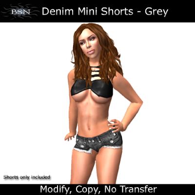 BSN Denim Mini Shorts - Grey