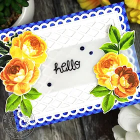 Sunny Studio Stamps: Everything's Rosy Frilly Frames Hello Card by Rachel Alvarado