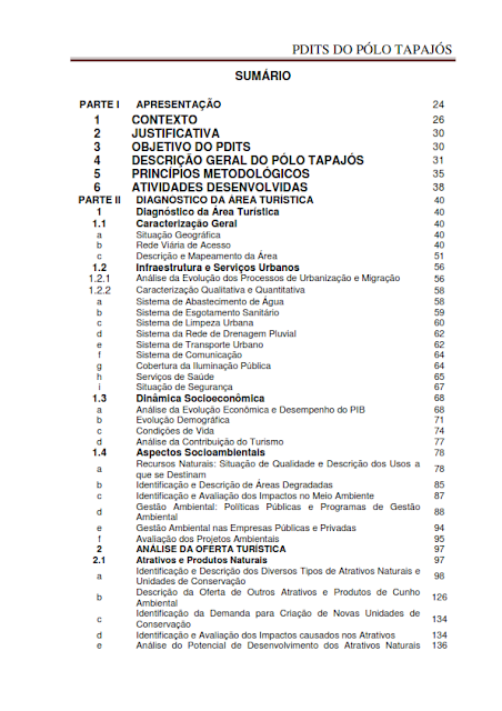 DIAGNÓSTICO DA ÁREA E DAS ATIVIDADES TURÍSTICAS DO PÓLO TAPAJÓS - NOVEMBRO 2010 - PARTE I – PARÁ – BRASIL