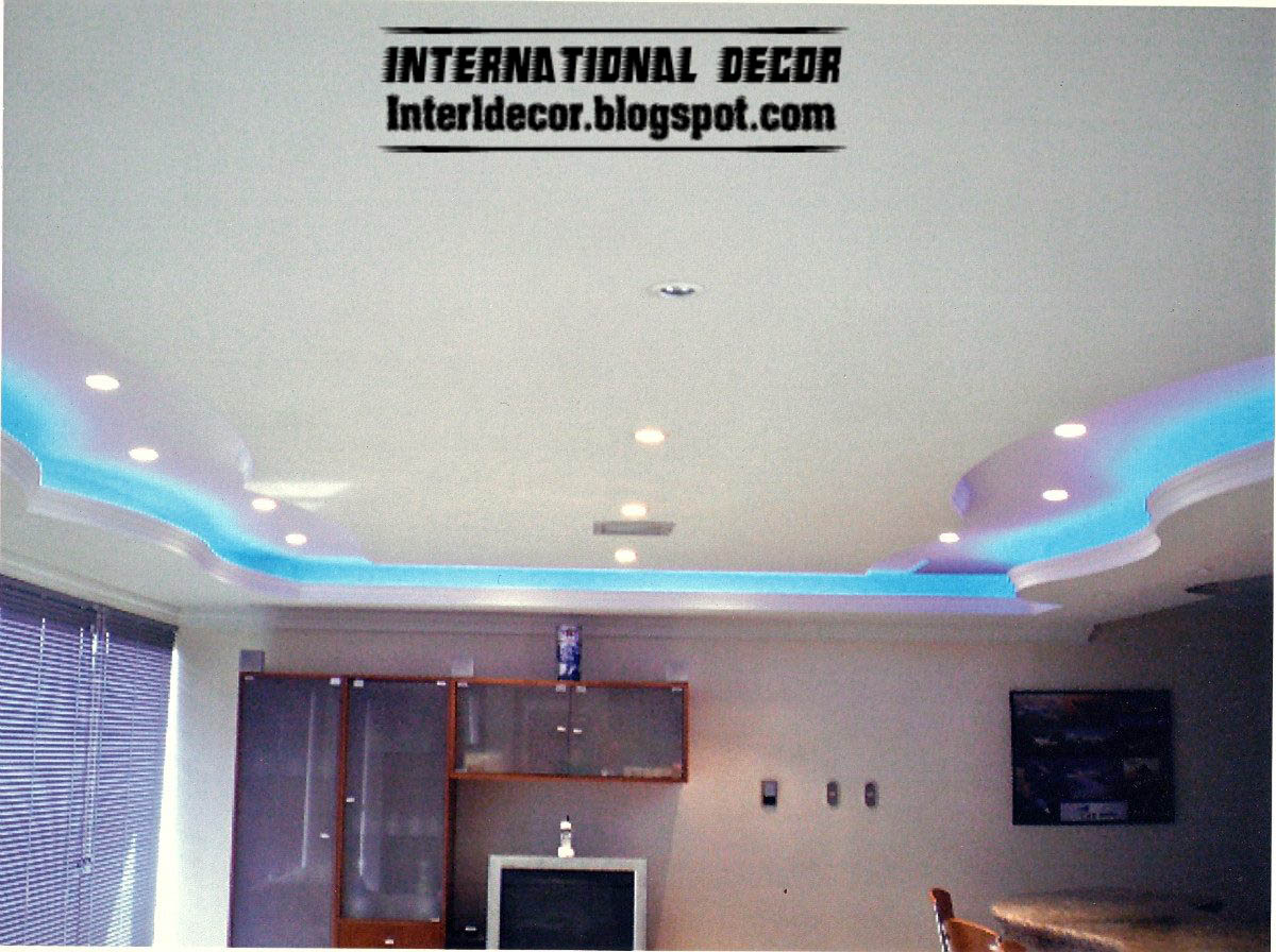 Interior And Architecture Gypsum Ceilings Designs With Blue Ceiling