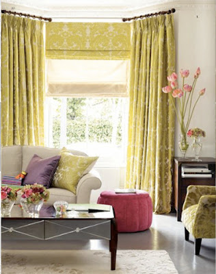 window treatments layering drapes Roman shade