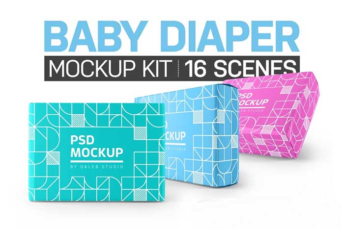 Baby Diaper PSD Mockup Kit