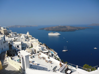 Caldera and volcano view from Fira, Santorini