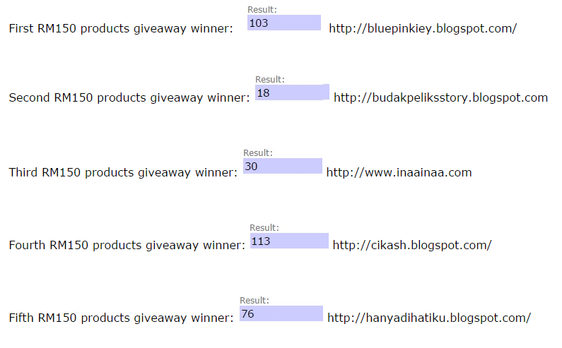 Tahniah Kepada Pemenang GiveAway Nile.com.my