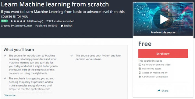 [100% Free] Learn Machine learning from scratch