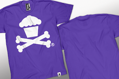 Johnny Cupcakes White on Purple Cupcake and Crossbones T-Shirt