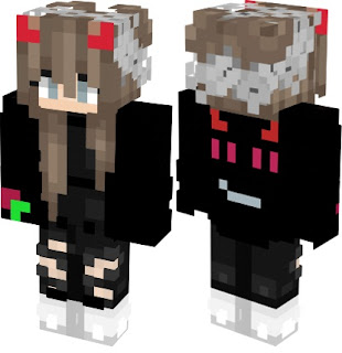 Baixar Skin Minecraft Garota Calça rasgada e moleton orelhas de gato Download