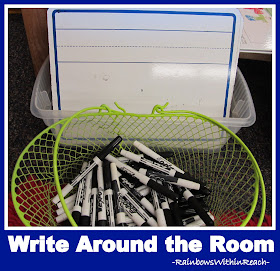 photo of: "Write Around the Room" Wipe-off boards for use in Kindergarten