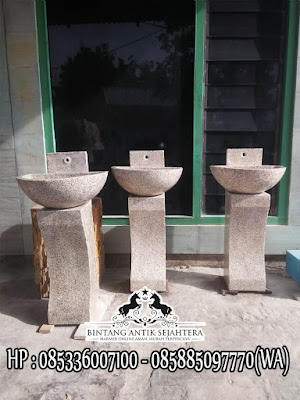 Pedestal Cuci Tangan Outdoor, Model Natural Dengan Kaki Penyangga Wastafel