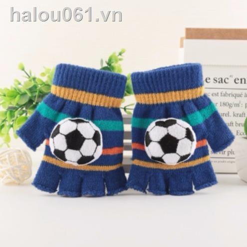 ™✥Children s gloves, infant winter imitation cashmere boys and girls students writing half-finger gloves 0-15 years old