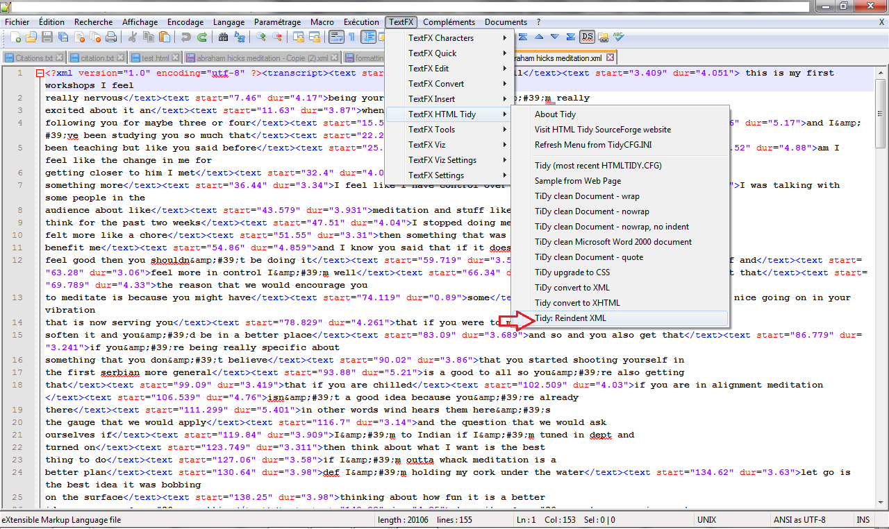 Formater Formatting XML Notepad++