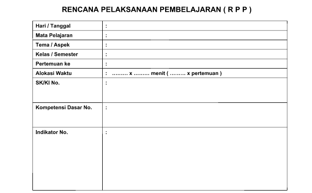 Format Blanko Kosong RPP Microsoft Office Word (docx)