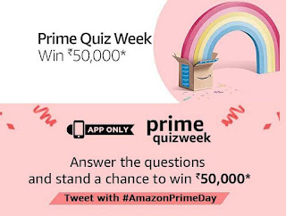 AMAZON PRIME QUIZ WEEK  win 50000/- in this quiz total five questions are updated and all answer are given by babaoffer