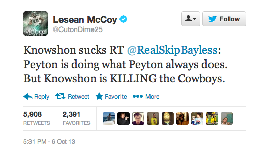 LeSean-Knowshon-Sucks-Tweet