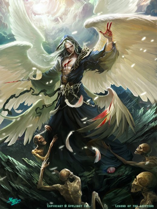 Cheng Xu crow-god deviantart ilustrações fantasia games legend of cryptids anjos e demônios