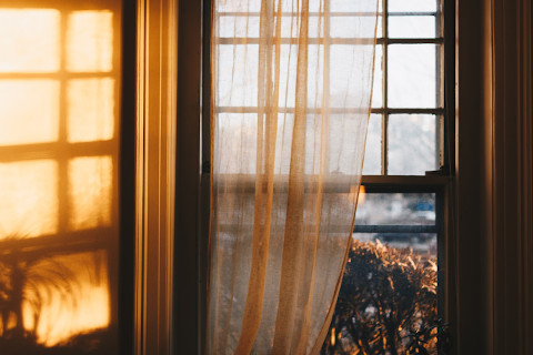 window, curtain, silhouette, and gauze