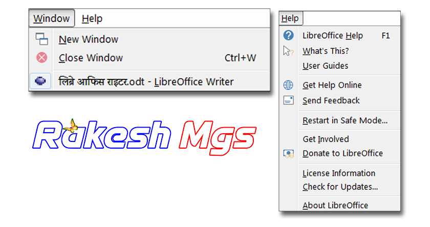 LibreOffice Writer Windows Menu and Help Menu Hindi Notes
