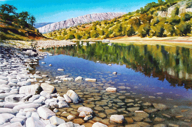 hyperrealistic watercolor landscape paintings