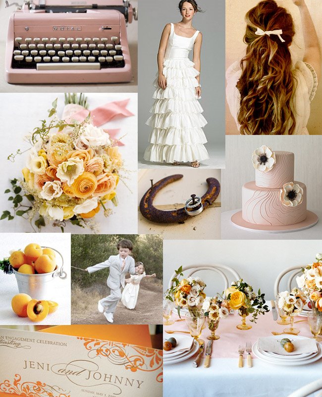 inspiration board apricot and pink wedding photo credits