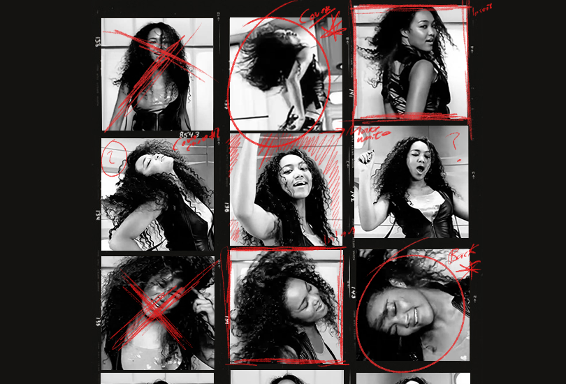 A contact sheet of Crystal Kay, featuring shots of her from the music video for “Bye My Darling!”.