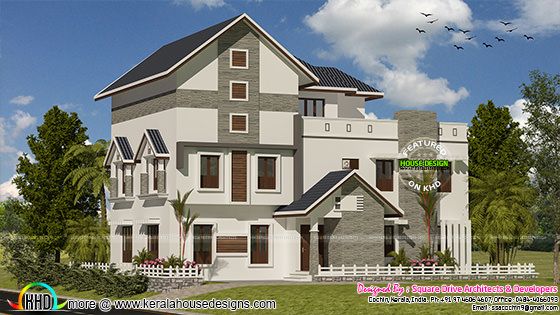 Modern sloping roof villa 3420 sq-ft