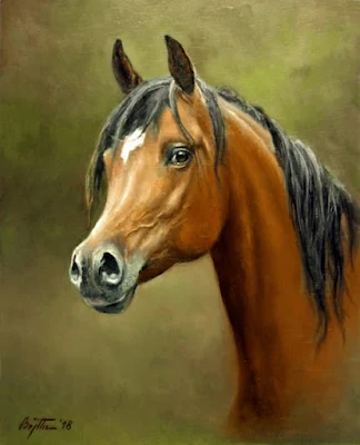 Arabian horse painting Peter Bojthe