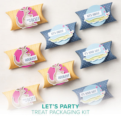 Cute treat holds all ready to assemble in the Let's party Treat Packaging Kit