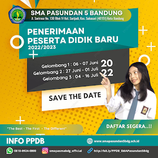 Informasi PPDB SMA Pasundan 5 Bandung Tahun Pelajaran 2022/2023