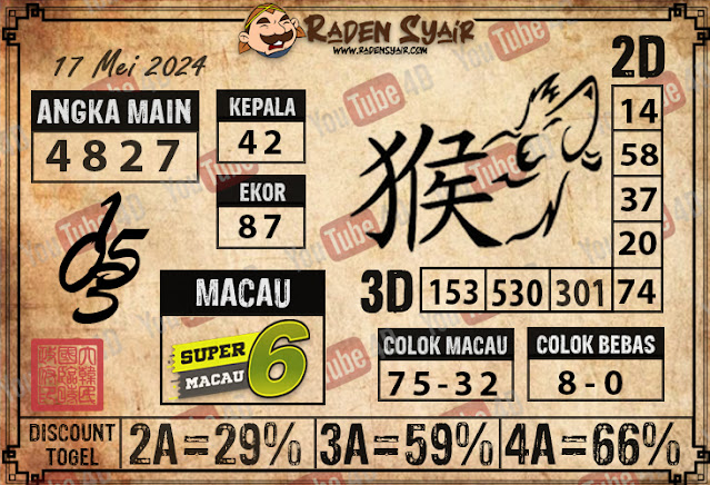 PREDIKSI TOGEL MACAU, JUMAT 17 MEI 2024