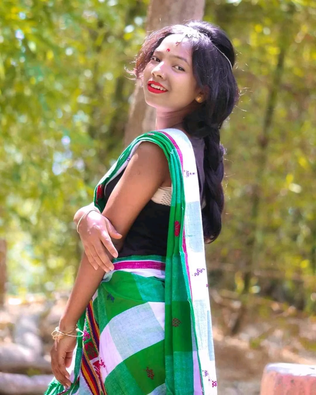 Santali traditional girl top 10 white panchi sharee 😍😍