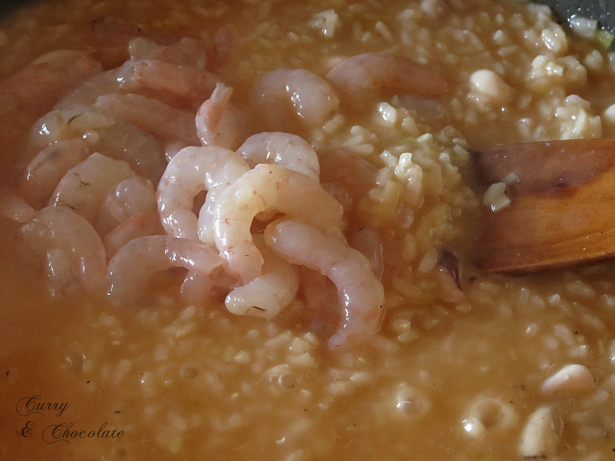 Falso risotto de chipirones y gambas  -  Fake risotto with squid and prawns