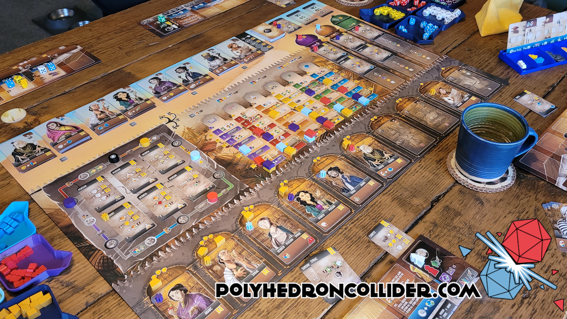 Polyhedron Collider Scholars of the South Tigris Board Game Review - In Play Main Board Long Shot